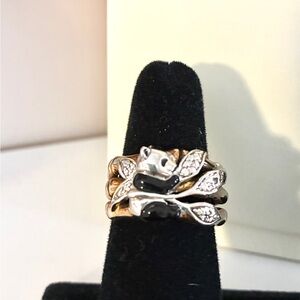 Panda Ring 925 Vermeil Enamel Leaf Bamboo